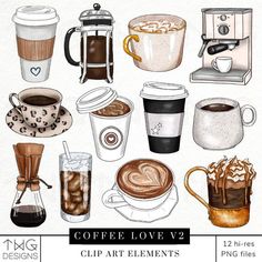 coffee clipart elements v2