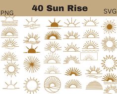 the sun rise svg files are available for use in any type of graphic design