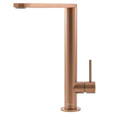 a copper colored faucet on a white background