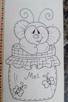 a drawing of a bug in a jar with the word mel on it's side