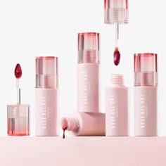 Minimalism at its finest for Rosé All Day showcasing their Plush Lip Tint. Head to our Instagram for more shots. Lip Tint Aesthetic Photo, Lip Matte Photography, Lip Tint Product Photography, Cosmetics Design Ideas, Lip Balm Photography, Lip Photography, Blush Products