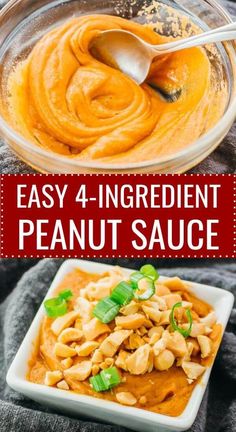 easy 4 ingredient peanut sauce in a glass bowl