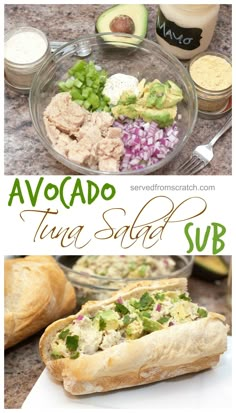 Homemade Baguette, Sandwich Healthy, Avocado Tuna, Avocado Tuna Salad, Homemade Mayo, Avocado Sandwich, Sandwich Bar, Christmas Recipes Appetizers