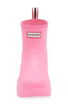 This lightweight version of a classic Hunter rain boot retains all the style and waterproof practicality of the original, in a streamlined, updated silhouette. 6 1/2" shaft (size 11) Waterproof: protects against rain, puddles and slush to keep feet dry in wet conditions Pull-on style Removable insole In hot or humid weather, natural latex rubber releases a protective wax film; simply wipe it off with a damp cloth A pristine finish and shine is easily restored with regular use of Hunter Boot Buffer or Instant Boot Shine Rubber upper/textile lining/rubber sole Imported Pink Hunter Boots, Hunter Boot, Hunter Hunter, Humid Weather, Fantastic Shoes, Shoes Outfit Fashion, Hunter Rain Boots, Shoe Inspo, Rain Boot