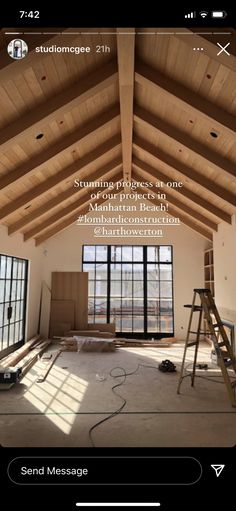 the inside of a house being built with windows