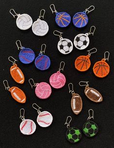 Embroidered Sports Earrings | Etsy Customizable Sports Team Color Jewelry For Events, Adjustable Personalized Team Spirit Jewelry, Quilted Easter Baskets, Personalized Adjustable Sports Jewelry, Sport Earrings, Sports Team Earrings, Sports Earrings, Red Mittens, Football Earrings