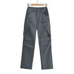 V-014-gray Work Trousers With Multiple Pockets For Fall, Fall Work Pants With Multiple Pockets, Gray Stretch Cargo Pants With Side Pockets, Gray Straight Parachute Pants With Pockets, Non-stretch Straight Leg Cargo Pants With Pockets, Gray High-waist Utility Pants, Gray Parachute Pants With Pockets, Gray Stretch Cargo Pants With Pockets, Stretch Gray Cargo Pants With Pockets