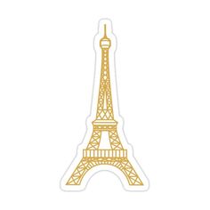 the eiffel tower sticker is shown in gold on a light gray background