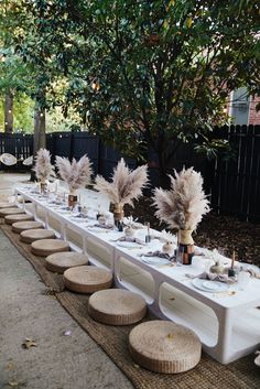 a long table is set up for an event