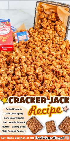 an advertisement for cracker jack's recipe