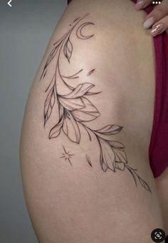 a woman's thigh with tattoos on it