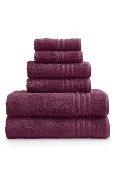 six towels stacked on top of each other