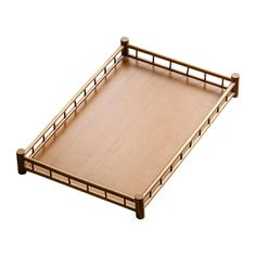 a wooden tray with two handles on each side