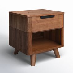 a small wooden table with one drawer open