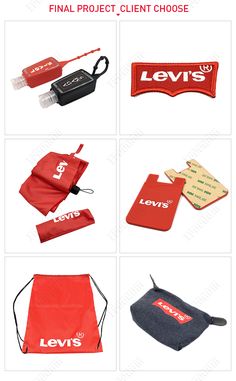 several different types of items that are being used to create logos on clothing and bags