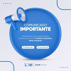 a blue button with a white bullhorn on it and the words comunicado importante