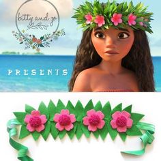 Moana Flowers, Moana Crown, Moana Flower Crown, Moana Flower, Moana Hair, Tropisk Fest, Moana Theme Birthday, Festa Moana Baby