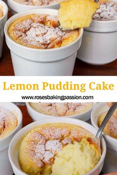 recipes_for_lemon_pudding_cake Lemon Pudding Dessert, Lemon Pudding Recipes, Cake Texture, Lemon Pudding Cake, Fluffy Cake, Homemade Custard, Creamy Pudding, Culinary Lavender, Lemon Bundt Cake