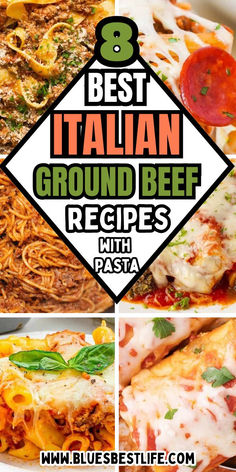 A collection of Italian beef pasta dinner recipes. Italian Ground Beef Recipes, Italian Ground Beef, Recipes For Pasta, Recipes With Pasta, Pasta Ravioli, Beef Pasta Recipes, Ravioli Lasagna, Ground Beef Pasta, Ground Beef Recipes Healthy