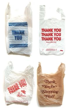 four bags with thank you and thank you written on them, all wrapped in plastic