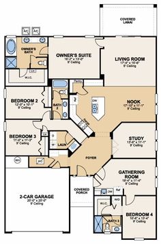 the floor plan for a two bedroom, one bathroom apartment with an attached living area