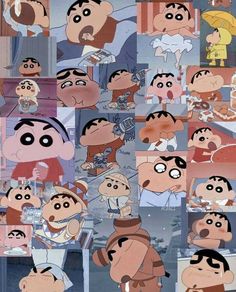 many different cartoon faces are shown together