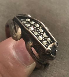 Lucky Sterling Marcasites Frog Ring. Size: 7.5 Markings: 925. Sold as is. pre-Owned. Frog Ring, Mabe Pearl, Silver Eagles, Id Bracelets, Pearl Pendant Necklace, Photo Bracelet, Ring Size 7, Long Beach, Pearl Pendant