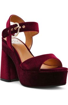 DV by Dolce Vita Wayward Platform Sandal (Women) | Nordstromrack Velvet Platform Heels, Edgy Chic, Burgundy Velvet, Chunky Platform, Sandal Women, Ankle Strap Sandals, Platform Heels, Strap Sandals, Cute Shoes