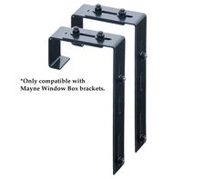 two black metal brackets with the words only combmbable with maybe window box brackets