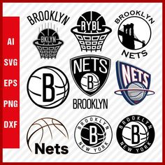 Brooklyn Nets NBA SVG Cut Files Basketball Clipart Bundle Brooklyn Nets Logo, Nba Nets, Basketball Logo