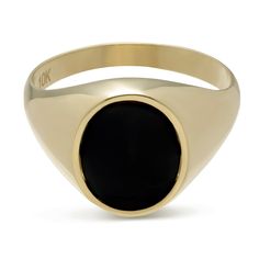 Here's a gift for Ring collectors. From our Ring Collection, this Real 10K Yellow Gold Solid Black Onyx Oval Shiny Signet Ring features Black Enamel & Shiny Finish.Product Details :Metal : Real 10kt GoldWeight: Size 10.5 : 3.67 gramsLength : Selectable Width : 14mm x 11mm = 9/16" x 7/16" Clasp/Bail : Can be resized down or up at your local jeweler Luxury Oval Signet Ring With Black Enamel, Classic Onyx Signet Ring With Black Enamel, Elegant Yellow Gold Signet Ring With Onyx, Luxury Oval Onyx Signet Ring, Yellow Gold Onyx Signet Ring With Black Enamel, Onyx Signet Ring, Ring Collections, 10k Gold, Black Enamel