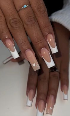 Nail Designs W Initial, Latina Mami Nails, Boyfriend Acrylic Nails, Initial A Nails, Nail Ideas Ballerina Shape, Nails Acrylic French Tip Design, Nails With An Initial On Them, Nails Design With Initials, Basic Acrylic Nail Designs