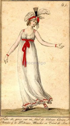 Directoire Scarlet Ribbons – Darth Kendra Research Priestess Dress, 1790s Fashion, A4 Poster