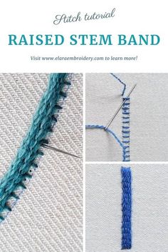 Weave Embroidery Stitches, Embroidery Stitches For Flower Stems, Raised Stem Stitch Embroidery, Weave Stitch Embroidery, Raised Embroidery Stitches, Rope Stitch, Crewel Embroidery Tutorial, Jacobean Embroidery, Crewel Embroidery Patterns