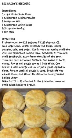 the recipe for biscuits is shown here