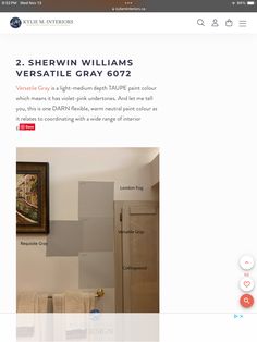 the website for shewin williams's versatie gray 6072