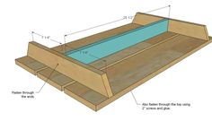 the bottom section of a wooden box with measurements and measurements for it to be built into