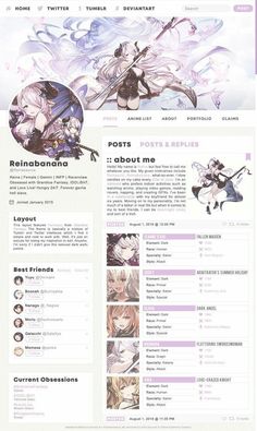 an image of a website page with anime characters on the front and back pages,