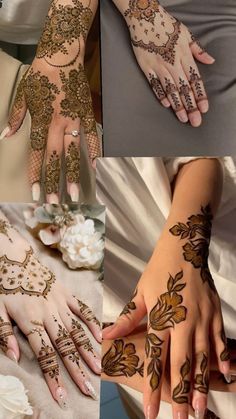 henna designs for brides and grooms on their hands, arms and feet