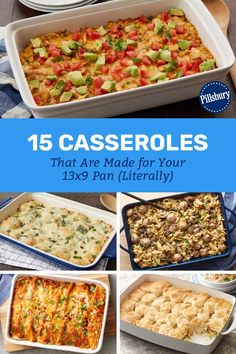 different casseroles that are made for your family