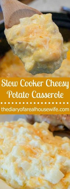 slow cooker cheesy potato casserole is an easy and delicious side dish