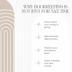 an advertisement with the words, why bookkeeping is not just for tax time