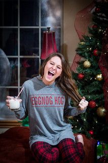 Eggnog Hog long sleeve hooded top