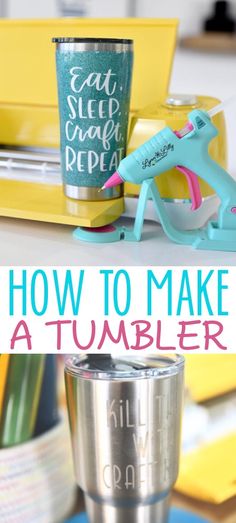 the words how to make a tumbler are shown in this collage with pictures