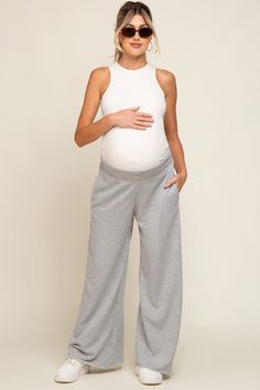 Heather Grey Soft Fleece Wide Leg Maternity Lounge Pants– PinkBlush Comfy Maternity Leggings, Boho Pants Pregnant, Third Trimester Loungewear, Maternity Flair Pants, Best Maternity Dress Pants, Pregnancy Formal Pants, Maternity Sweat Set, Plus Size Maternity Winter Clothes, Maternity Leather Pants