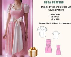 German dirndl tradionatiol folk dress ; available as an instant download (pdf) sewing pattern bundle with a range of size options, including plus sizes ⭐US Sizes: 2, 4, 6, 8, 10, 12, 14, 16, 18, 20,22,24,26,28,30 ⭐Standard Sizes: XS, S, M, L, XL, 2XL,3XL,4XL ⭐These patterns are suitable for A4, A0, and US Letter size papers. ⭐Once your payment is processed, you will automatically receive download links for the pattern files. Please note that you can only download the files from a computer; they German Dirndl Pattern, Octoberfest Costume, Dirndl Pattern, German Traditional Dress, German Dress Dirndl, Blouse Sewing Pattern, German Dress, Dress Apron, Blouse Sewing