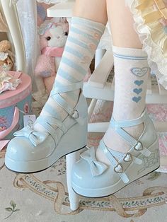 Princess Heels, Bow Embellishments, Lolita Outfit, Pretty Shoes Sneakers