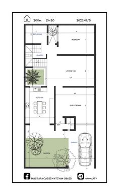 the floor plan for a house with an attached garage