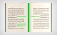 an open book with green text on the cover and inside pages showing words in different languages