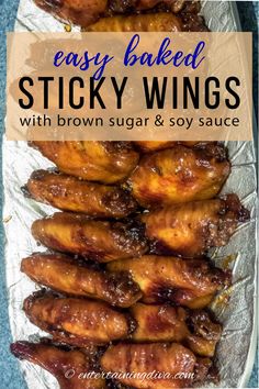 Baked Sticky Chinese Chicken Wings With Brown Sugar & Soy Sauce